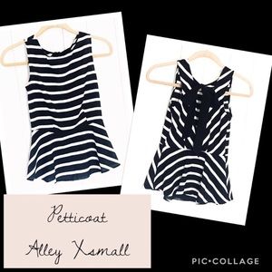Anthro Petticoat Alley Peplum Striped Back Bow Top
